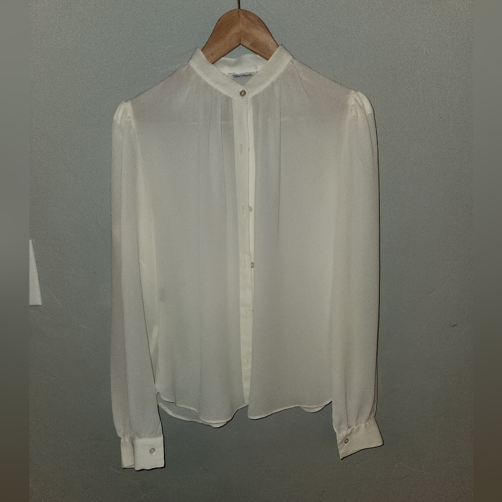 Vintage White Button Blouse by Paul Stanley